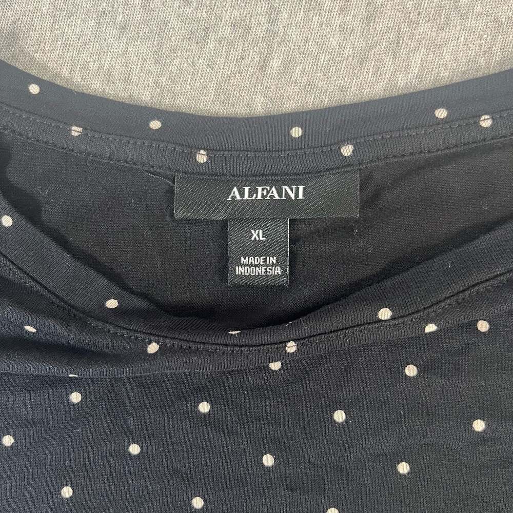 Alfani Black Polka Dot Short Sleeve Layered Hem Top Size XL #45-12 - Picture 4 of 8
